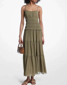 MICHAEL KORS SMOCKED MAXI DRESS