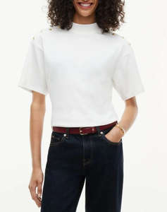 TOMMY HILFIGER GOLD BUTTON HIGH-NK S/S TEE