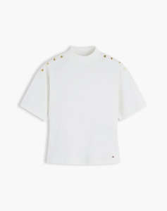 TOMMY HILFIGER GOLD BUTTON HIGH-NK S/S TEE