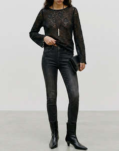 VERO MODA VMBLOOM LACE L/S BOAT NECK TOP WVN