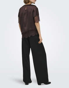 ONLY ONLINDONA 2/4 SATIN LACE TOP WVN
