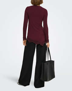 ONLY ONLGLAMOUR L/S LACE DETAIL TOP JRS