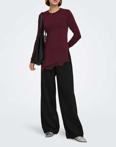 ONLY ONLGLAMOUR L/S LACE DETAIL TOP JRS