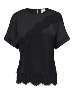 ONLY ONLMENUS SS LACE SATIN TOP WVN