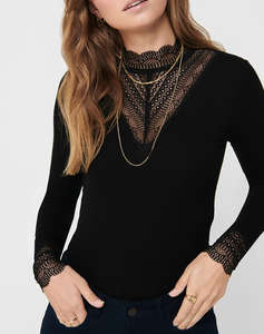 ONLY ONLTILDE L/S HIGH NECK LACE TOP JRS NOOS
