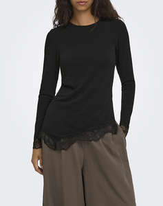 ONLY ONLGLAMOUR L/S LACE DETAIL TOP JRS