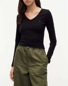 TOMMY JEANS TJW SLIM ESSENTIAL RIB V LS