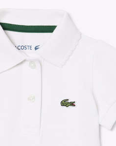 LACOSTE БЕБЕШКО ПОЛО БОДИ С КЪСИ РЪКАВИ SHIRRED SLEEVE PIQUE BODYSUIT