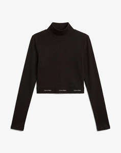 CALVIN KLEIN JEANS LS 2X2 BABY RIB CROP LOGO TNECK