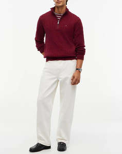TOMMY HILFIGER CLASSIC COTTON CABLE ZIP MOCK