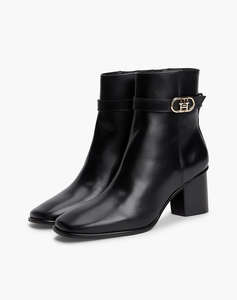 TOMMY HILFIGER TH STRAP LEATHER BLOCK HEEL BOOT