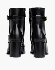 TOMMY HILFIGER TH STRAP LEATHER BLOCK HEEL BOOT