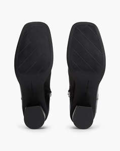 TOMMY HILFIGER TH STRAP LEATHER BLOCK HEEL BOOT