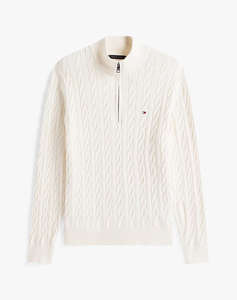 TOMMY HILFIGER CLASSIC COTTON CABLE ZIP MOCK