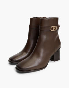 TOMMY HILFIGER TH STRAP LEATHER BLOCK HEEL BOOT