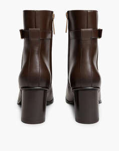 TOMMY HILFIGER TH STRAP LEATHER BLOCK HEEL BOOT