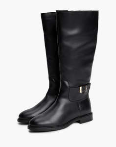 TOMMY HILFIGER TH BUCKLE LEATHER KNEE BOOT