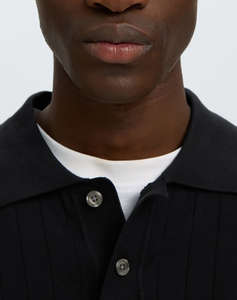 SELECTED SLMTORINO LS KNIT RIB POLO NOOS