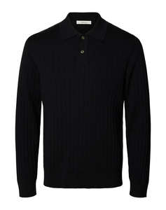 SELECTED SLMTORINO LS KNIT RIB POLO NOOS