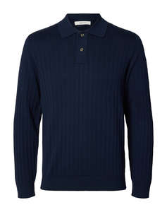 SELECTED SLMTORINO LS KNIT RIB POLO NOOS