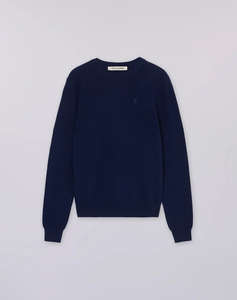 TRUSSARDI CREWNECK SWEATER - PIQUET STITCH PURE WOOL
