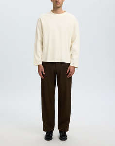 SELECTED SLMTAJ HEAVY LS O-NECK TEE