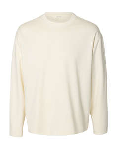 SELECTED SLMTAJ HEAVY LS O-NECK TEE
