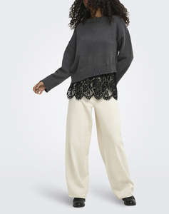 ONLY ONLEVIE LS LACE MIX O-NECK KNT