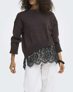 ONLY ONLEVIE LS LACE MIX O-NECK KNT