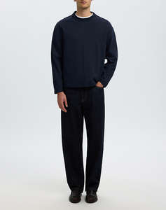 SELECTED SLMTAJ HEAVY LS O-NECK TEE