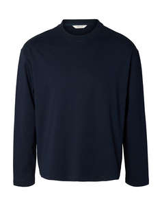 SELECTED SLMTAJ HEAVY LS O-NECK TEE