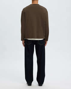 SELECTED SLMTAJ HEAVY LS O-NECK TEE