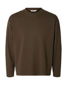 SELECTED SLMTAJ HEAVY LS O-NECK TEE