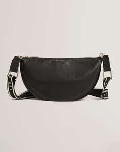 TED BAKER LORREEN Webbing Leather Half Moon Crossbody Bag