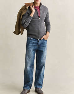 GANT ПЛЕТЕНА ЖИЛЕТКА SUPERFINE LAMBSWOOL ZIP CARDIGAN