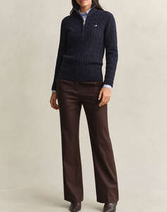 GANT ПУЛОВЕР ДЪЛЪГ РЪКАВ STRETCH COTTON CABLE HALF-ZIP