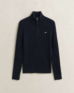 GANT ПУЛОВЕР ДЪЛЪГ РЪКАВ STRETCH COTTON CABLE HALF-ZIP