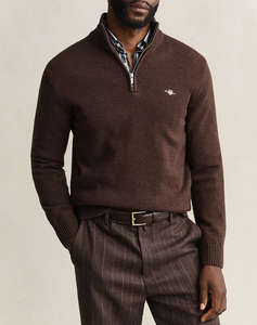 GANT ПУЛОВЕР ДЪЛЪГ РЪКАВ CASUAL COTTON HALF ZIP