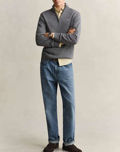 GANT ПУЛОВЕР ДЪЛЪГ РЪКАВ CASUAL COTTON HALF ZIP
