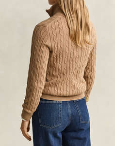 GANT ПУЛОВЕР ДЪЛЪГ РЪКАВ STRETCH COTTON CABLE HALF-ZIP