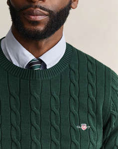 GANT ПУЛОВЕР С ДЪЛЪГ РЪКАВ COTTON CABLE C-NECK